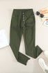 Plain High Waist Buttons Frayed Cropped Denim Jeans
